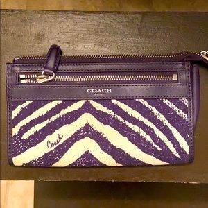 Zebra coach wristlet